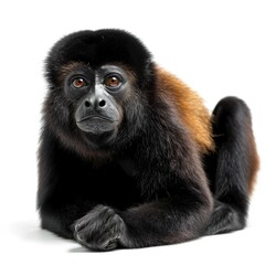 Howler Monkey in natural pose isolated on white background, photo realistic