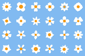 Set of flowers, icon silhouettes, shapes.