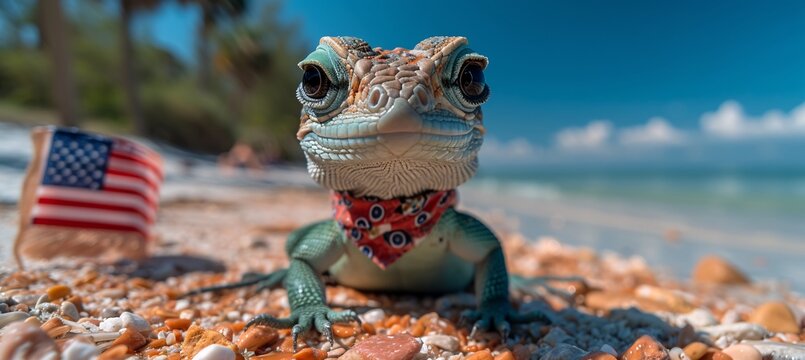 Lizard Lounge A Chic Gecko's Day at the Beach Generative AI