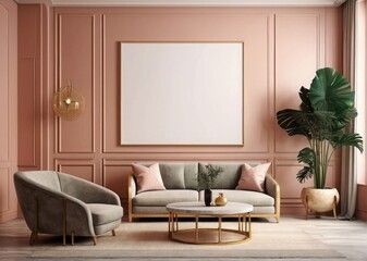 Frame Mockup in Boho-Inspired Living Room Setting - 3D Render
