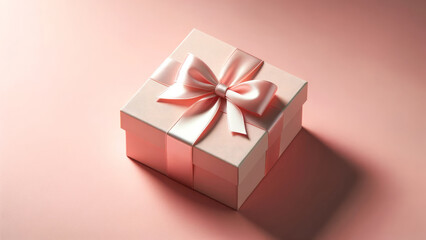 Obraz premium Elegant Gift Box Satin Ribbon Pastel Pink Background