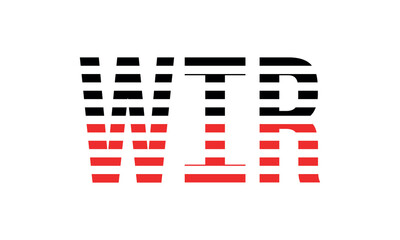 WIR three initial letter iconic line negative space minimal logo design vector template. monogram, abstract, wordmark, business, typography, minimalist, brand, company, flat, modern, unique, simple