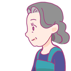 横向きのシニア女性のイラスト