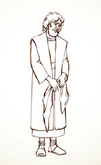 Vector drawing. Upset old man