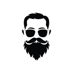 Beautiful beard, mustache with glasses black vector silhouette for T.Shirt