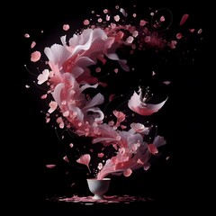 create images of Dance of floating pink petals in the air, cut out. AI Generated
