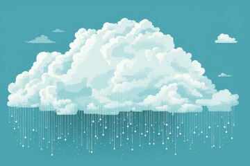 Serene Cascade: Raindrops Falling from a Peaceful Cloud - Generative AI