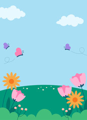 Natural spring portrait background vector illustration