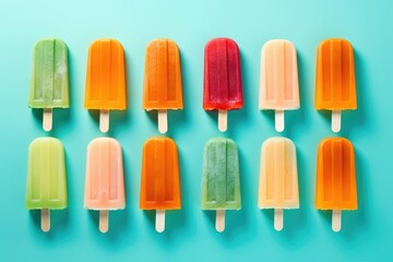 Colorful Chill: A Delightful Array of Ice Pops on Summer's Day - Generative AI