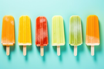 Frozen Rainbow: A Delightful Array of Colorful Popsicles on a Sunny Day - Generative AI