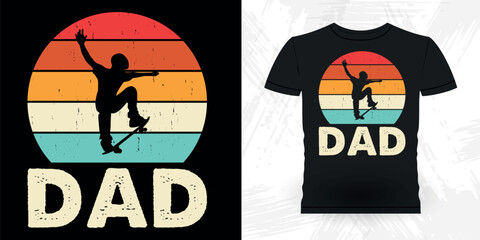 Dad Lover Father Day Funny Skating Skateboard Skater Retro Vintage T-shirt Design