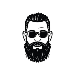 Beautiful beard, mustache with glasses black vector silhouette for T.Shirt