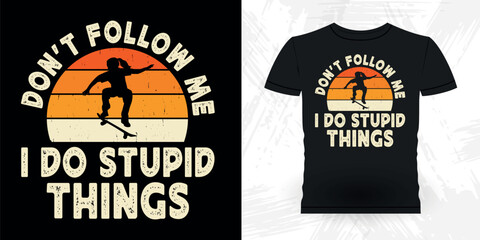 Funny Skateboard Skater Retro Vintage T-shirt Design