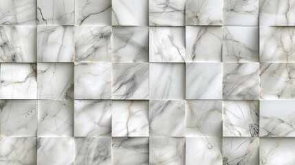 Contemporary marble texture with a sophisticated pattern of seamlessly repeated white squares