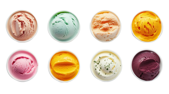 Colorful cup of ice cream set mockup in 3d without backoground png for decoration.