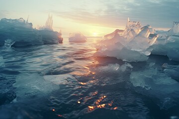 global warming and melting of glaciers in the world's oceans. Rising water levels and flooding. - Powered by Adobe