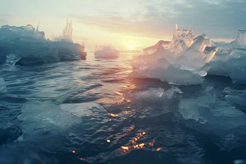  global warming and melting of glaciers in the world's oceans. Rising water levels and flooding. © Vitalii