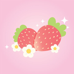 Cute kawaii strawberry element vector