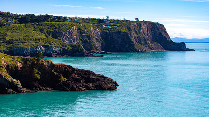 idyllic coastline of pacific in godley head near christchurch, canterbury, new zealand south island