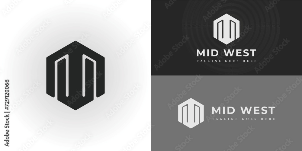 Poster abstract initial letter mw logo in black color isolated in black white background applied for e-comm