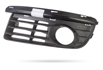 bumper grille for anti fog light on a white background made of plastic is an element of the car...