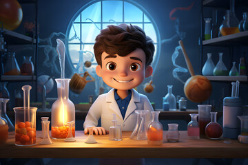 A Promising Future: School Boy's Chemistry Exploration in the Laboratory