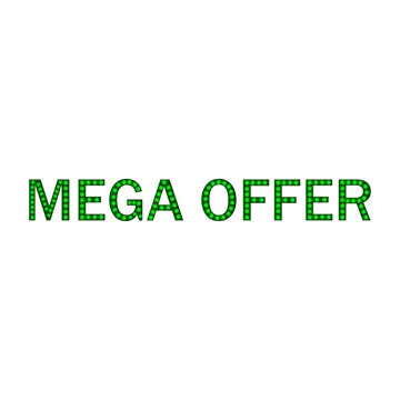 Mega offer text green light effect design