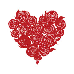 Ornamental artistic valentine heart vector silhouette.