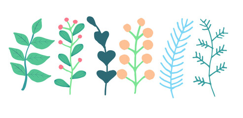 set of doodle  flowers.Hand drown elements for cards, invitation cards, wedding cards elements.Vector illustration