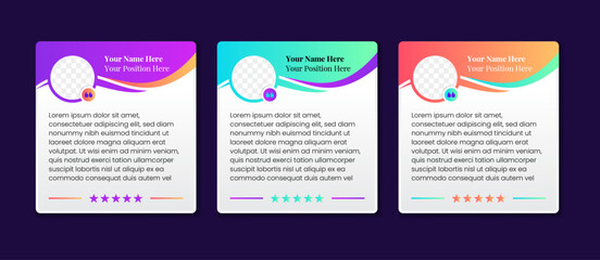 testimonial banner with photo space. Vector inforgraphic fluid template. Modern style colorful element on poster isolated on grey gradient background Design element for presentation, web
