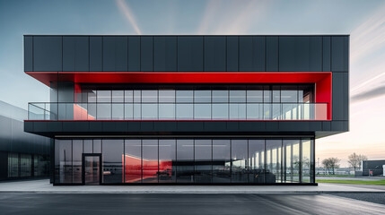 Minimalistic black and red building exterior