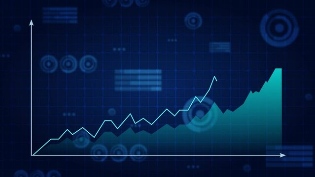 Futuristic computer screen big data analytic science technology HUD interface, business finance investment symbol artificial intelligence graph and data analysis