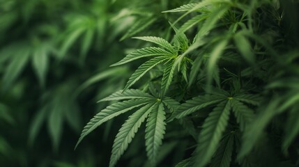 Cannabis plant utdoor hemp leaves