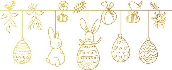 Continuous Line Art: Easter Bunny and Egg Decor, easter day decorative backgroun