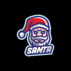Santa gamer mascot. esport logo design