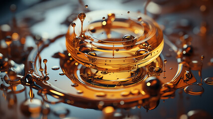 abstract background golden machine grease, lubrication amber transparent background texture liquid, engine oil - 729125822