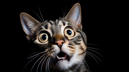 Obraz premium emotion fear, portrait of a cat with big eyes, emotional look of an animal