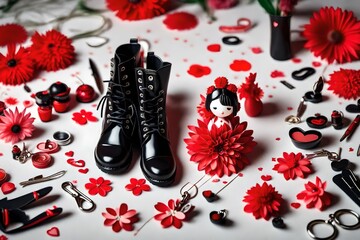 shoes and rose petals