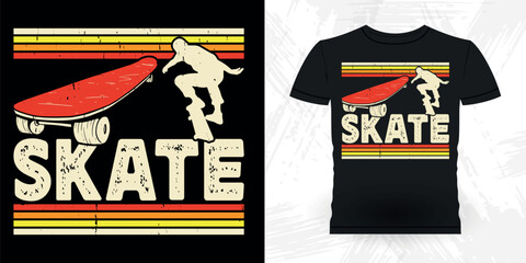 Funny Skating Skater Skateboard Retro Vintage T-shirt Design