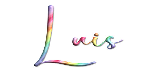 Luis - multicolor - 3d name written - Three-dimensional effect, tubular writing- for websites, greetings, banners, cards, books, t-shirt, sweatshirt, prints, cricut, silhouette, sublimation 