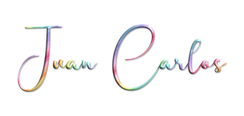 Juan Carlos - multicolor - 3d name written - Three-dimensional effect, tubular writing- for websites, greetings, banners, cards, books, t-shirt, sweatshirt, prints, cricut, silhouette, sublimation 
