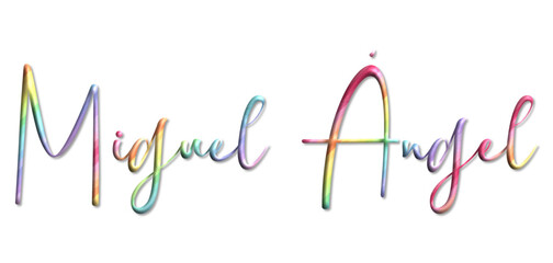 Miguel &Aacute;ngel - multicolor - 3d name written - Three-dimensional effect, tubular writing- for websites, greetings, banners, cards, books, t-shirt, sweatshirt, prints, cricut, silhouette, sublimation 