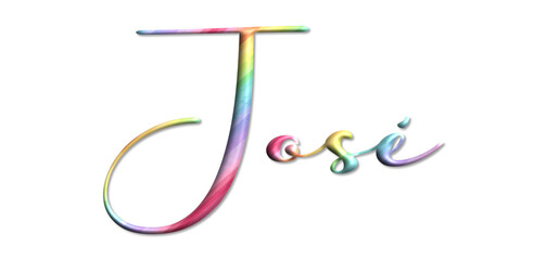 José- multicolor - 3d name written - Three-dimensional effect, tubular writing- for websites, greetings, banners, cards, books, t-shirt, sweatshirt, prints, cricut, silhouette, sublimation 