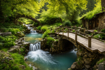 A beautiful nature view and a small river .