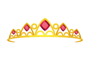 Queen golden crown vector icon. Gold princess tiara cartoon illustration © the8monkey