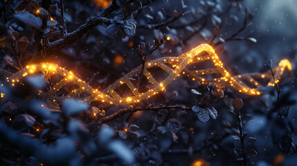 Festive winter scene with Christmas lights and snow, creating a magical and celebratory atmosphere...