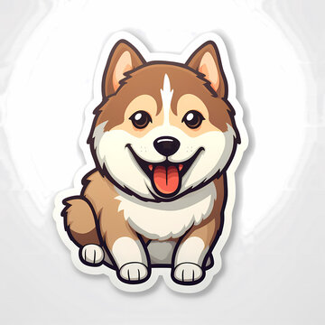Cute siberian husky sticker dog happy smiles