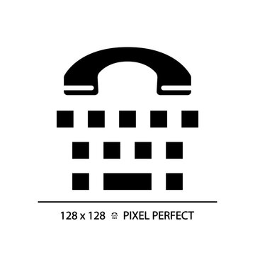 Communication device for the deaf black glyph icon. Lifestyle hearing problem medicine. Modern technology deaf device. Silhouette symbol on white space. Solid pictogram. Vector isolated illustration
