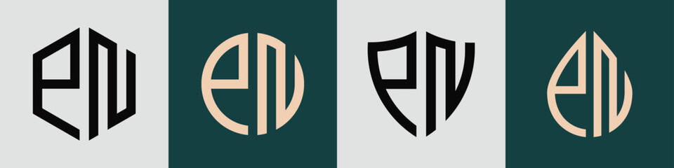Creative simple Initial Letters PN Logo Designs Bundle. © GFX Alpha