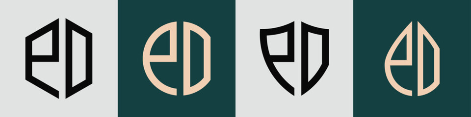 Creative simple Initial Letters PO Logo Designs Bundle.